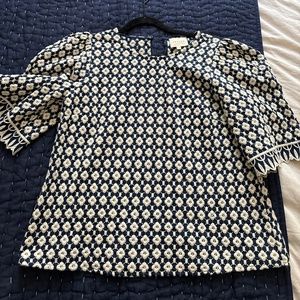 EUC Sezane blue and white embroidered blouse, 38